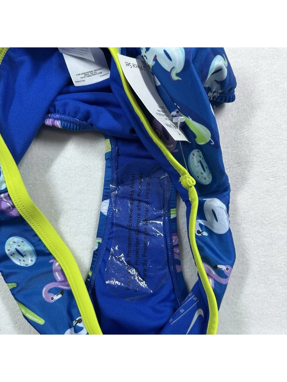 Nike Girl's 2-Piece Pool Party Short Sleeve Crop Rash Guard Blue Unicorn Sz XL